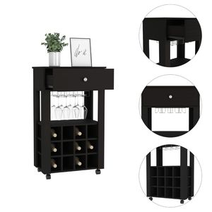 Carrello Bar Margh, portabottiglie da incasso dodici, cassetto - Product Image 2