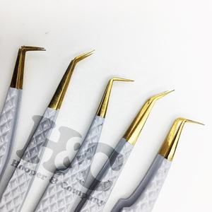 Vente en gros Pince à épiler en acier inoxydable Pince à cils droite pour extensions de cils Pointe inclinée Logo MINK et emballage durable - Product Image 5