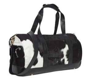 Bolso de mano de cuero de vaca Natural Premium, grande, negro, blanco, diseño portátil de moda, viaje, gimnasio, uso nocturno, patrón personalizado - Product Image 1