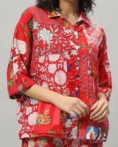 Camisa de payjama de algodón con estampado Floral indio, traje de noche de verano para mujer, regalos de primavera para ella, Conjunto de pijama cómodo - Product Image 3