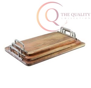 Bandeja de Servir de Madera con Asas Resistentes, Colores Personalizables, Desechable, Duradera, 100 Unidades MOQ, Diseñada para un Uso Cómodo y Duradero - Product Image 1