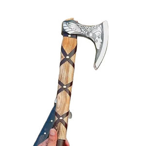 Thewizcrafts LOWDOWN Tomahawks industriels portables pliables, manche en bois, lame en acier à haute teneur en carbone, tranchant de 106 mm, 380 mm pour le camping - Product Image 1