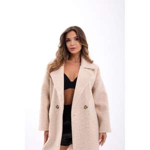 Abrigo de Invierno Cálido 6604 en Beige, Abrigo Elegante con Detalles - Product Image 3