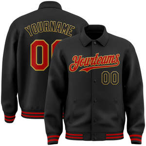 Blouson aviateur noir personnalisé à boutons-pression Varsity Letterman à col à revers Byron Jacket - Product Image 3