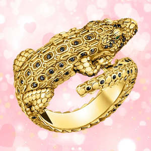 Bague Crocodile Doré Argenté, Cadeau Idéal - Product Image 1