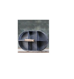 Galvanized metal utensil caddy with multiple compartments for forks spoons and <b>knives</b> for rustic kitchen organization - Product Image 2