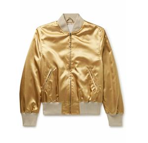 แจ็คเก็ตบอมเบอร์ผู้ชาย ดีไซน์ใหม่ ผ้าไหมซาติน ปักโลโก้ตามสั่ง กันลม ปักลายแบบแพทช์เวิร์ค ผ้าไนลอน - Product Image 1