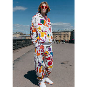 Oversized Sublimation <b>Jogger</b> Set <b>Men</b> Wide Legs 500 GSM Sublimated Tracksuit <b>Mens</b> Pullover Printed Hoodie Baggy Fleece Trouser - Product Image 1