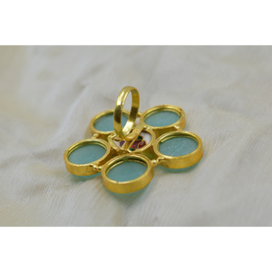 Elegante anillo de latón hecho a mano de diseño de piedra de Latón chapado en oro ajustable para niñas y mujeres - Product Image 3