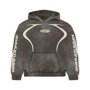 Chándales de Forro Polar Suave con Estampado Puff, Color Liso, Peso Pesado, Lavado Ácido, para Hombre, Invierno - Product Image 4