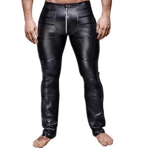 Wholesale 2025 <b>Men</b> <b>Black</b> Business Formal Leather <b>Pant</b> <b>Working</b> Wear Office <b>Mens</b> Leather <b>Pants</b> With Customized Logo - Product Image 3