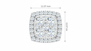 Boucles d'oreilles à clous en or 14 carats et diamants carrés naturels pour femmes - Product Image 2