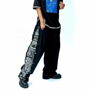 กางเกงขายส่งสั่งทำพิเศษทรงหลวมปักโลโก้ กางเกงขากว้างพิมพ์ลายสกรีน กางเกงวอร์มผู้ชายผ้าโพลีเอสเตอร์ - Product Image 3