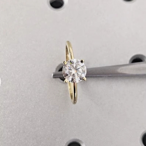 Round Cut Moissanite Engagement Ring Dainty 925 Sterling Silver 14k <b>Gold</b> Plated Comfort Fit Wedding Ring - Product Image 1