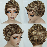 Perruque courte à couches style pixie, 100% cheveux humains, fabriquée à la machine, pour femmes noires, usage quotidien
