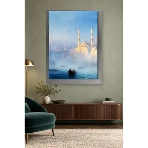 Impression sur toile de la mosquée Nusretiye de Fida Aivazovsky dans le Bosphore brumeux - Product Image 1