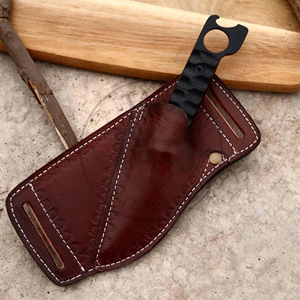 Couteau tactique EDC à lame fixe en acier à haute teneur en carbone, fourreau en cuir, revêtement noir, pointe tombante, lame pleine, camping, chasse, 3 ans - Product Image 3