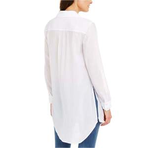 INC International Concepts Tunica da donna in popeline tinta unita con bottoni, camicia semplice da ufficio con logo per donna, bianca, taglia Large/XL - Product Image 3