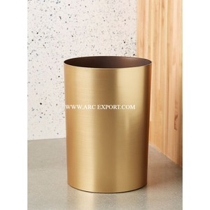 India Handcrafted Octagonal Gold Iron Metal Waste <b>Bin</b> Multifunctional Use Basket Modern Design Perfect For Home & Office Decor - Product Image 4