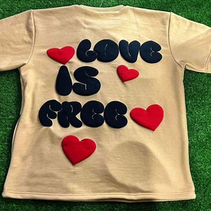 Camisetas con logotipo personalizado para hombre de alta calidad 250 Gsm algodón ropa de calle estilo cómodo Unisex cuello Puff estampado 100% algodón suave - Product Image 2