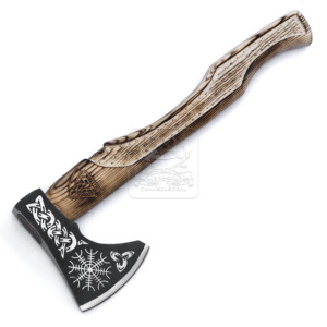 Hache Viking Tomahawk DD-VikingAxe-120, hache barbue forgée à la main, 4 lames coupantes, longueur totale 20 pouces, 1200g, manche en bois, camping - Product Image 4