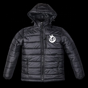 Chaqueta de esquí bomber de invierno para hombre CardiacSports, corte ajustado, estampado por transferencia térmica, color liso, con capucha, cuello alto, frontal negro, estilo urbano. - Product Image 3