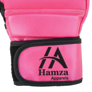 Gants de MMA en cuir de vachette rose de qualité supérieure, design à doigts ouverts, durables, sangle réglable de 5 mm, gants d'arts martiaux - Product Image 4