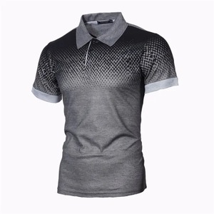 Tissu tricoté respirant à manches courtes pour polo d'été décontracté pour hommes avec haut à carreaux imprimé Style Streetwear - Product Image 4