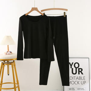 Ensemble de sous-vêtements thermiques à encolure dégagée ultra doux pour femmes haut long avec doublure en polaire à manches longues Sexy mince et respirant - Product Image 3