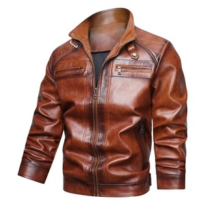 2025 moto vestes Style hommes veste en cuir multi-poches hommes veste col montant hommes vêtements - Product Image 3