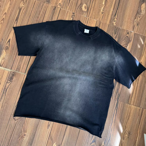Camiseta lavada con ácido personalizada para hombre de peso pesado, ropa de calle con impresión personalizada de gran tamaño Vintage, camisetas de moda de sol recortadas cuadradas para hombre - Product Image 4