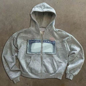 Sudaderas con Capucha Vintage de Invierno con Bordado 3D, Estampado de Espuma de Burbujas, Cremallera, Forro Polar, Algodón, Tallas Grandes, Colores Personalizados para Hombre y Mujer - Product Image 1