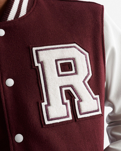Latest Stylish maroon Ribbed collar With Cuff Varsity <b>Jacket</b> For Men Button Letterman College <b>Baseball</b> <b>Bomber</b> <b>Jacket</b> - Product Image 6