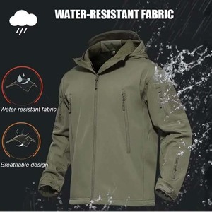 Veste tactique imperméable pour homme, 7 poches, respirante, doublée en polaire, imperméable, manteau d'hiver, capuche, toile - Product Image 5