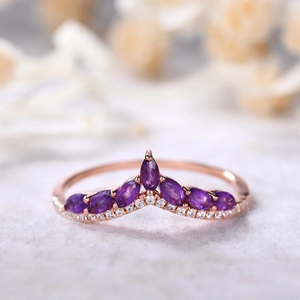 Bague en or 18 carats avec pierre précieuse et améthyste Bagues de luxe en or massif de nouveau design avec de vrais diamants - Product Image 2