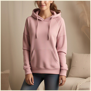 Sweat à capuche pour femmes à épaules tombantes coupe ample pull-over à capuche personnalisé pour femmes - Product Image 5