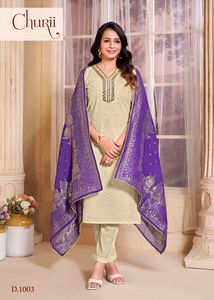 Coton Kora de qualité supérieure avec broderie Shifili et travail miroir pantalon Kurti et Dupatta femme mode achats en ligne - Product Image 3