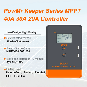 PowMr En Stock 20A/30A/40A Controlador <span class=keywords><strong>de</strong></span> cargador solar 99% Eficiente MPPT Controlador <span class=keywords><strong>de</strong></span> carga solar Carga <span class=keywords><strong>12V</strong></span> 24V batería - Product Image 2
