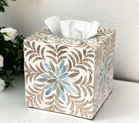 Caja de pañuelos de lujo de nácar natural con diseño de incrustaciones de hueso, tamaño personalizable 4x6 pulgadas, decoración de mesa, India