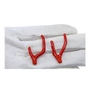 Paire de coraux italiens naturels en forme de bâton de corail rouge italien rugueux poli corail de la mer Méditerranée pour la fabrication de bijoux boucle d'oreille - Product Image 1