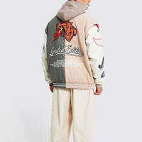 Veste de baseball en toile de haute qualité pour hommes, personnalisée OEM, avec patch en chenille, vente en gros, imperméable et respirante