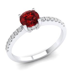 Anillos de Plata de Ley 925 con Moissanita de Claridad VVS y Granate Rojo Natural, Certificados por GRA, Joyería Fina para Mujer - Product Image 2