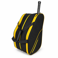 Sac à dos de tennis personnalisé noir et jaune en nylon imperméable avec compartiment à chaussures pour padel, pickleball, mode homme et femme