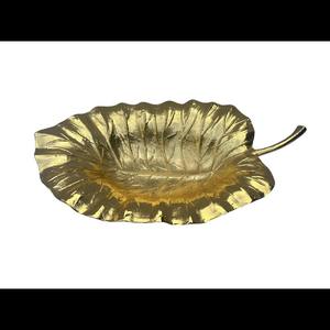 Plato de fruta con diseño de hoja de aluminio moderno con galvanoplastia de oro Epl - Product Image 1