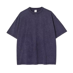 Men's Casual Acid Wash 100% Cotton O-Neck Loose <b>Drop</b> Shoulder 260 Grams Weight Oversized Short Sleeve Breathable Eco-Friendly - Product Image 5