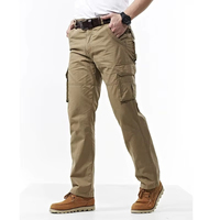 Pantalon cargo jogger homme de haute qualité, coupe droite mi-haute, en toile légère, délavé foncé, multi-poches, coupe ajustée, respirant et infroissable