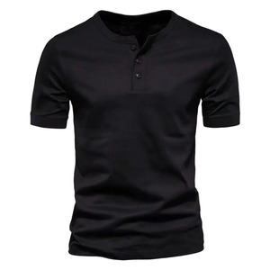 Summer <b>Henley</b> Collar T Shirt <b>Men</b> Casual Short Sleeve Solid Color Casual <b>Mens</b> Breathable <b>Tops</b> Tees Fashion T-Shirts for Man - Product Image 4