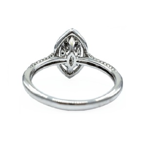 Chine Usine Bijoux Personnaliser Haute Qualité 18k Solide Or Blanc Réel Diamant Anneau Rond Marquise Cluster pour Cadeau - Product Image 3
