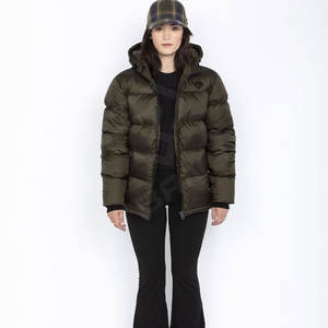 Veste d'hiver matelassée respirante pour femme, coupe oversize, avec garniture en peau de mouton, imperméable, réversible, en polyester, imprimé, satin de soie - Product Image 1