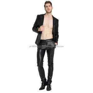 Pantalon en cuir véritable pour homme, pantalon en cuir original avec fermeture éclair, pantalon en cuir de vache - Product Image 4